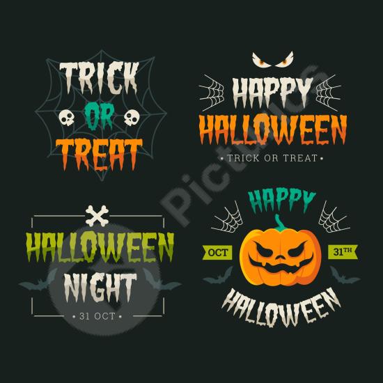 Collection of gradient Halloween badges for spooky celebrations, perfect for festive designs and seasonal promotions.