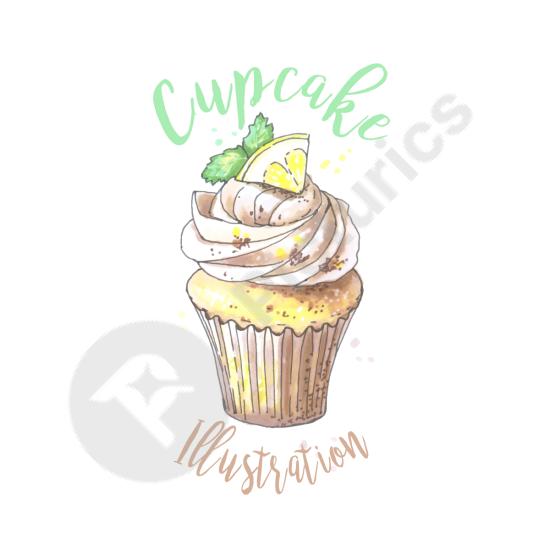 Delicate watercolor illustration of a lemon cupcake. Perfect for dessert designs, bakery branding, invitations, and culinary projects.