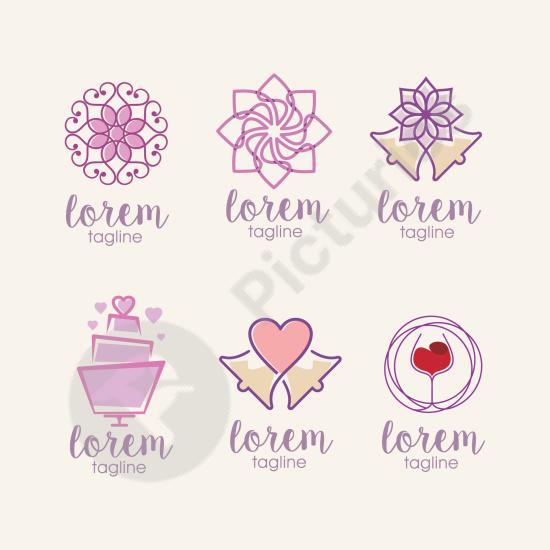 Collection of love-themed logo templates with hearts and romantic designs. Perfect for branding, gifts, and Valentine’s Day projects.