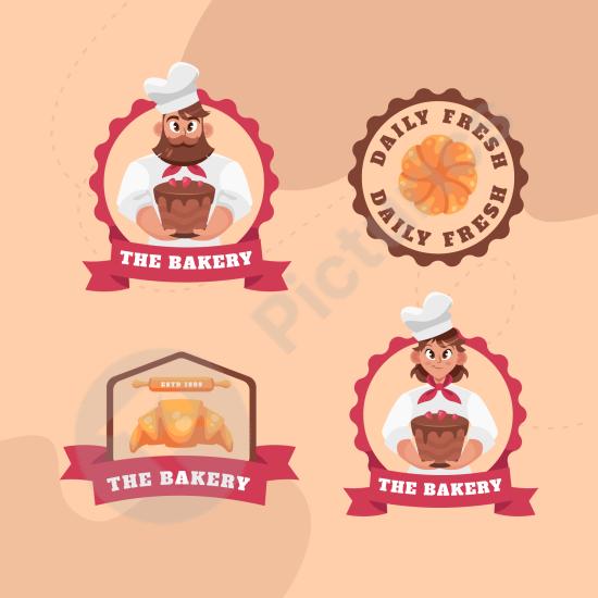 Hand-drawn bakery labels perfect for bread, pastries, and desserts. Ideal for packaging, branding, and bakery-themed designs.