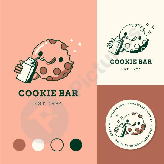 Hand-drawn cookie logo design perfect for bakeries, dessert brands, and pastry businesses. Ideal for branding and packaging projects.