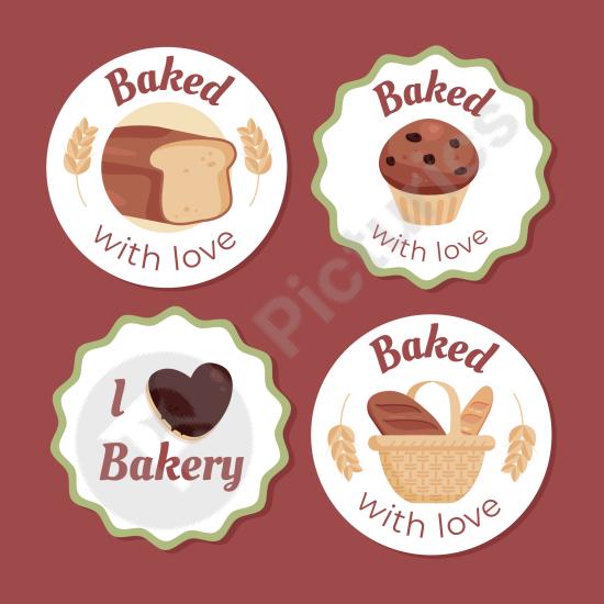 Hand-drawn bakery badge template perfect for branding, packaging, and logos. Ideal for bread, pastries, and dessert businesses.