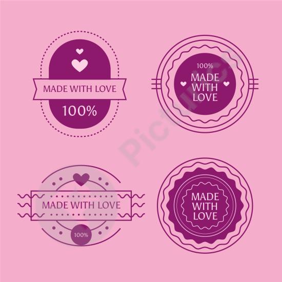 Flat design featuring love stamps with hearts. Perfect for romantic cards, Valentine’s projects, and cute decorative graphics.