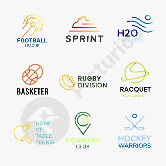 Colorful gradient sports logo vector set with modern designs. Perfect for athletic brands, fitness companies, and creative projects.