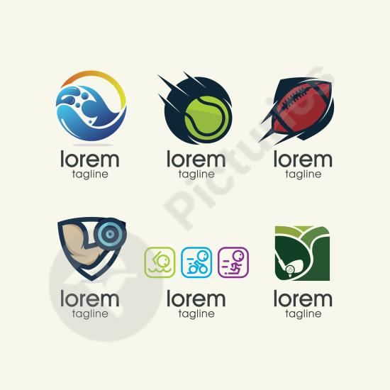 Set of sports logo templates with modern vector designs. Ideal for athletic branding, fitness clubs, and creative design projects.