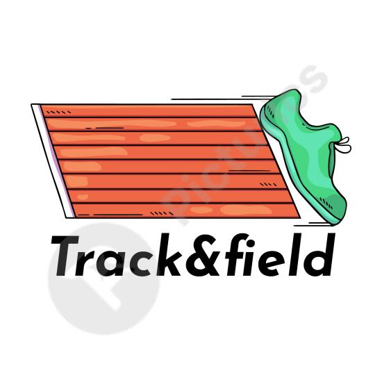 Creative hand-drawn track and field logo with artistic sketch style. Perfect for athletic events, sports branding, and design projects.