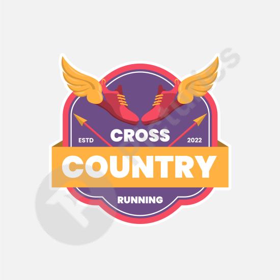 Flat design cross country logo with a modern vector style. Perfect for athletic clubs, running events, and sports brand projects.