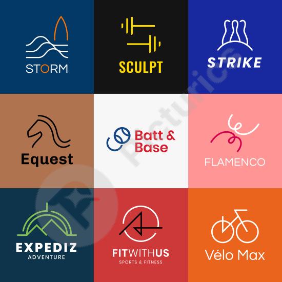 Colorful sports logo vector set with modern designs. Perfect for athletic brands, sports teams, and creative design projects.