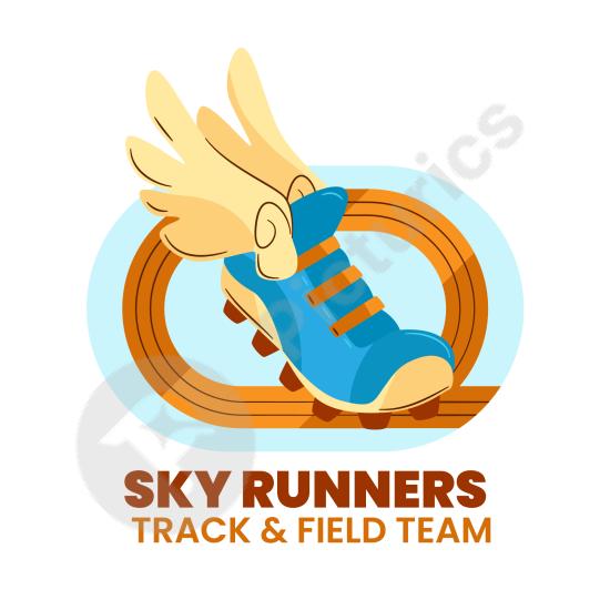 Hand-drawn track and field logo with artistic sketch style. Ideal for sports teams, athletic events, and creative branding projects.