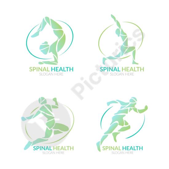 Flat physiotherapy logo template set in vector format. Ideal for health clinics, medical branding, and wellness design projects.