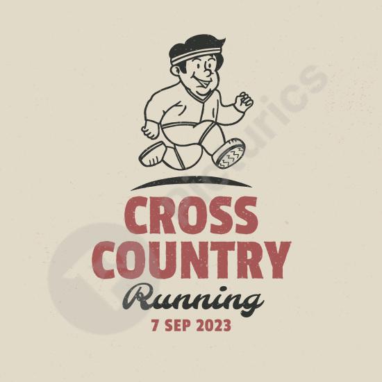 Hand-drawn cross country logo with artistic sketch style. Perfect for sports teams, running clubs, and athletic branding projects.