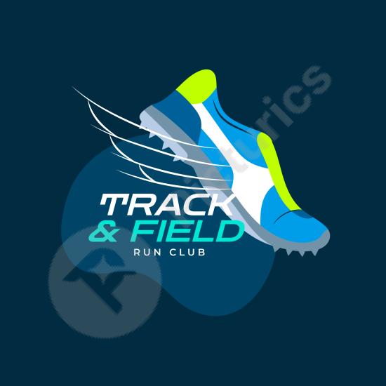 Hand-drawn track and field logo with artistic sketch style. Perfect for sports teams, athletic events, and creative branding projects.