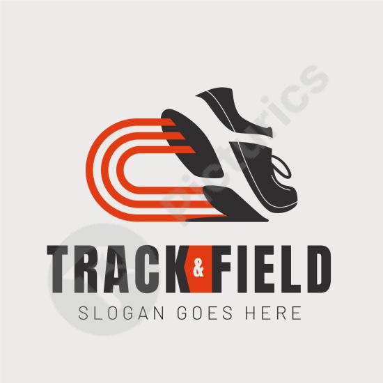 Flat hand-drawn track and field logo template. Perfect for athletic teams, sports events, and creative branding projects.