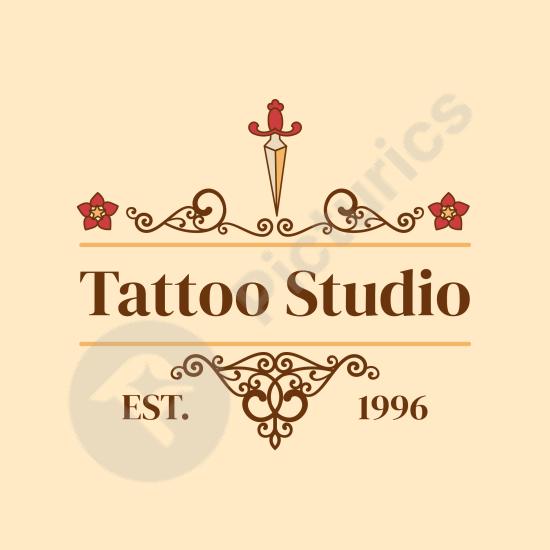 Retro-style vintage tattoo logo design with bold lines and artistic flair. Ideal for tattoo studios and classic branding projects.