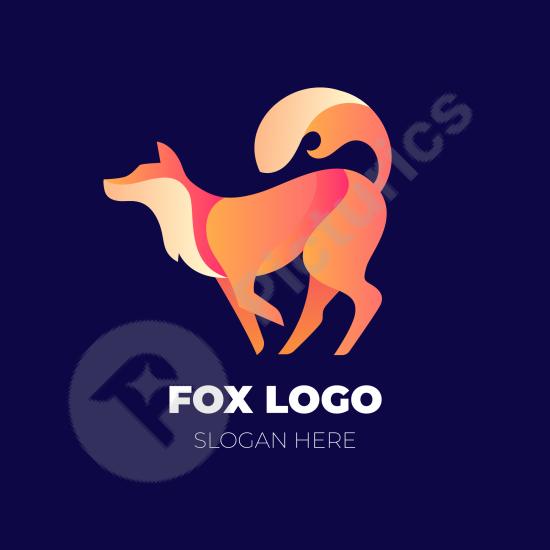 Gradient fox logo template with modern design. Ideal for branding, creative projects, and animal-themed logos.