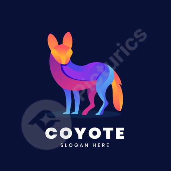 Gradient coyote logo template with modern design. Ideal for branding, wildlife logos, and creative animal-themed projects.