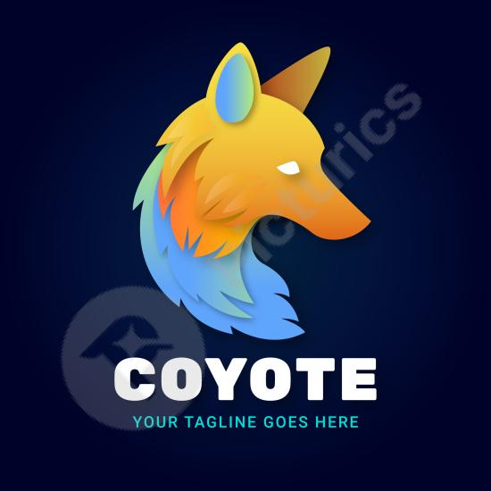 Coyote brand logo template, version 2. Perfect for wildlife branding, modern logos, and creative design projects.
