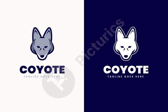 Stylish coyote brand logo template with a sleek wild animal design, perfect for branding, outdoor, or creative projects.