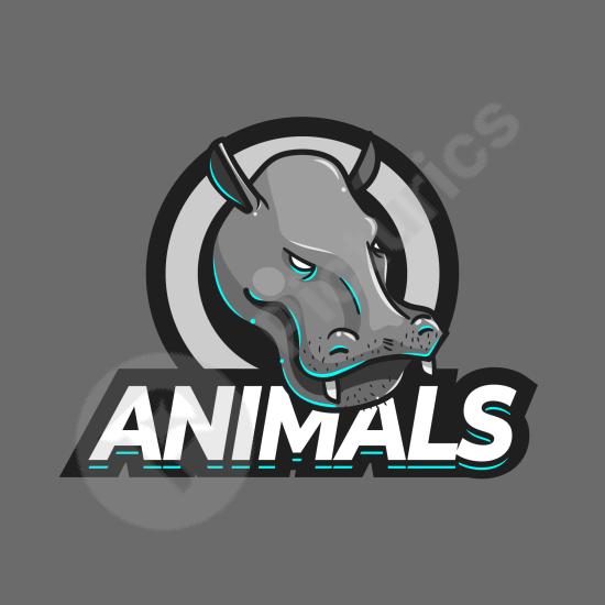 Fun hippo mascot logo template with a bold and playful design, perfect for sports teams, brands, or creative projects.