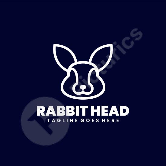 Minimal rabbit head line art logo, perfect for modern branding, animal-themed projects, or creative graphic designs.