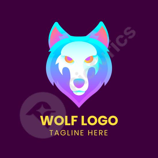 Modern wolf logo design template featuring a strong and dynamic style, ideal for branding, sports, or creative identity projects.
