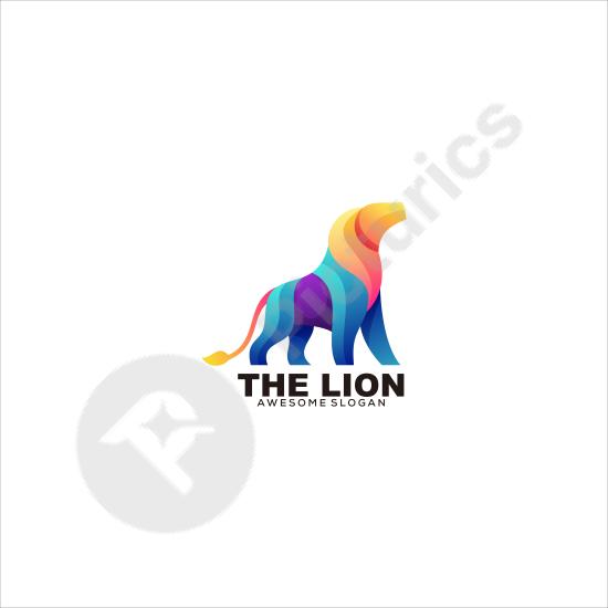 Vibrant lion logo vector with colorful gradient style, ideal for branding, sports, or creative design projects.