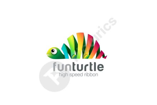 Abstract colorful turtle logo icon with a modern ribbon style, perfect for branding, creative projects, or mascot designs.
