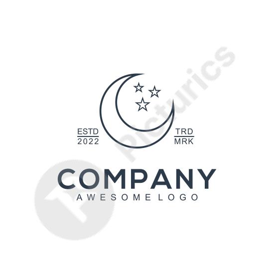 Elegant moon and star silhouette logo design, perfect for night-themed brands, astrology, wellness, or creative identity projects.