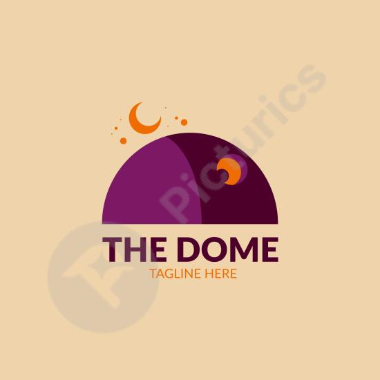 Flat dome logo design template with a modern minimalist style, perfect for architecture, construction, or creative branding projects.