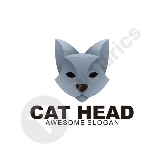 Vibrant colorful cat head logo illustration, perfect for creative branding, pet businesses, or modern design projects.