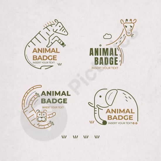 Set of animal badge design elements featuring creative emblems and mascots, perfect for branding, labels, or logo projects.