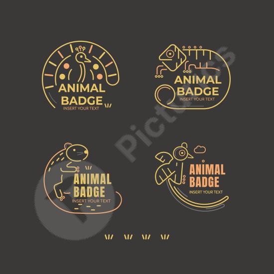 Collection of animal badge vector designs with creative emblems and mascots, ideal for branding, logos, or label projects.