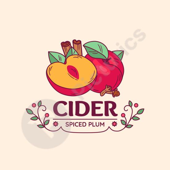 Hand-drawn cider logo with a natural and artisanal style, perfect for beverage brands, bars, or organic drink packaging projects.