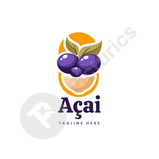 Hand-drawn açaí logo template with natural and organic style, perfect for juice bars, cafés, or healthy food branding projects.