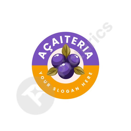 Hand-drawn açaí logo template with a natural and organic style, perfect for juice bars, cafés, or healthy food branding projects.