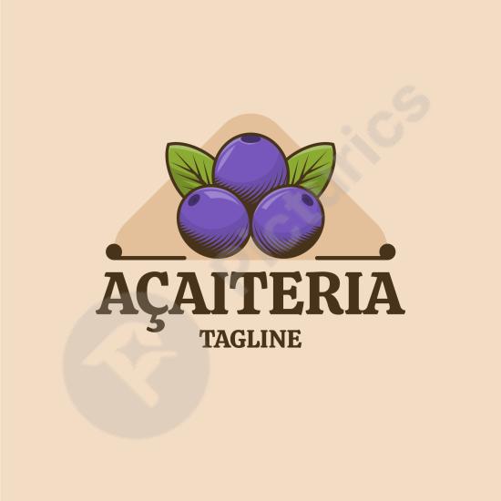 Hand-drawn açaí logo template with natural and organic style, ideal for juice bars, cafés, or healthy food branding projects.