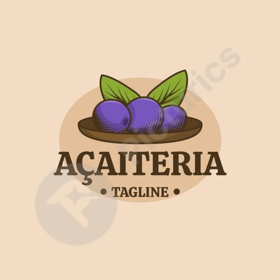 Hand-drawn açaí logo template with a natural and organic style, perfect for juice bars, cafés, or healthy food branding projects.