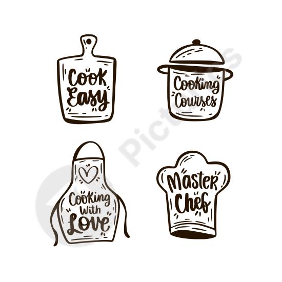 Creative hand-drawn kitchen lettering design. Perfect for restaurant menus, cooking blogs, or food-themed graphic projects.