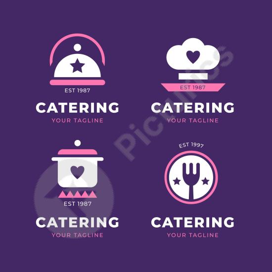 Modern flat design catering logo pack. Ideal for restaurants, bakeries, chefs, or food branding and graphic design projects.