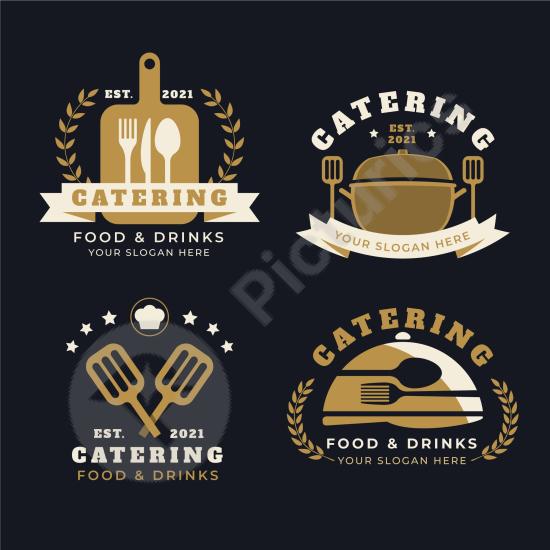 Elegant flat design catering logo pack. Ideal for restaurants, chefs, or food brands looking for clean, modern logo concepts.
