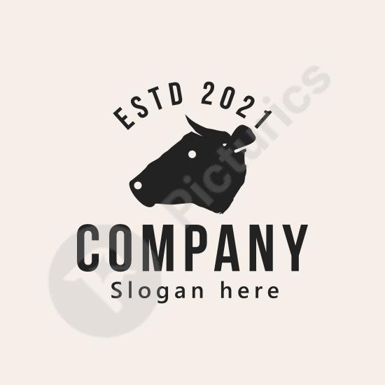 Vintage cow head farm and butcher logo vector. Ideal for meat brands, ranches, or rustic food and farm-themed graphic design projects.