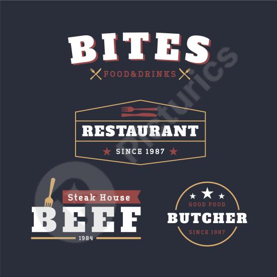 Retro restaurant logo set with vintage style. Ideal for cafes, diners, or food brands looking for a classic and timeless design.