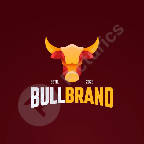 Gradient bull logo template with bold modern style. Perfect for sports teams, energy brands, or powerful business identities.