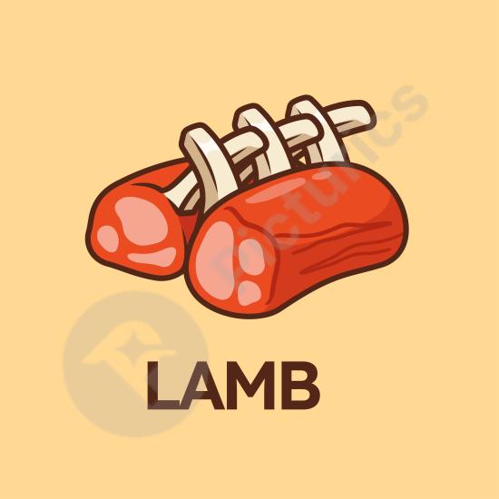 Cartoon lamb meat vector icon in flat style. Perfect for butcher shops, food packaging, or restaurant menu design projects.