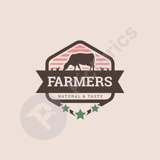 Hand-drawn flat farmers market logo design. Ideal for organic food brands, local farms, or eco-friendly product packaging projects.