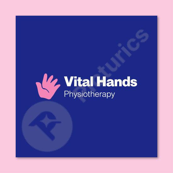 Professional physiotherapy logo with vital hands symbolizing healing and care. Perfect for wellness, rehab, or therapy centers.