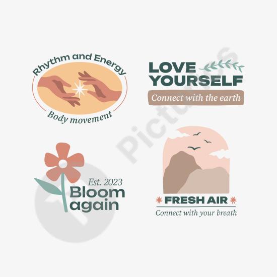 Set of hand-drawn muted color labels. Perfect for vintage, craft, or minimalist design projects. Editable and versatile collection.