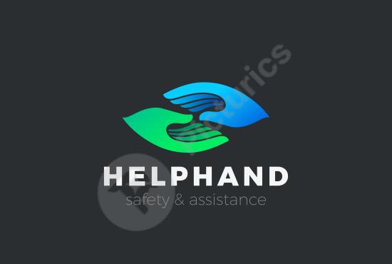 Creative helping hands logo symbolizing support, care, and safety. Ideal for charity, security, or assistance service branding.