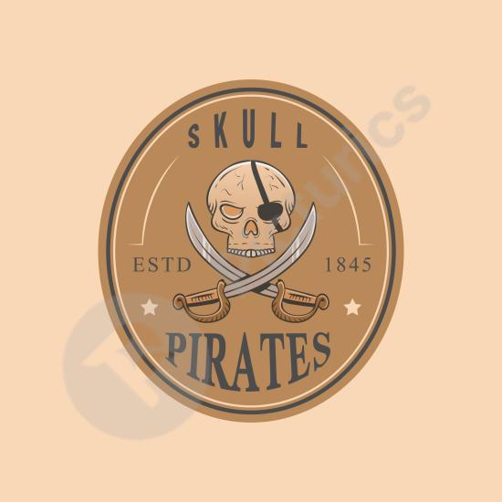 Creative pirate logo template featuring a skull and nautical theme. Perfect for adventure brands, gaming, or vintage design projects.