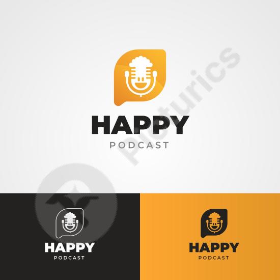 Modern detailed podcast logo template with a clean microphone design. Ideal for audio shows, radio branding, and digital media projects.